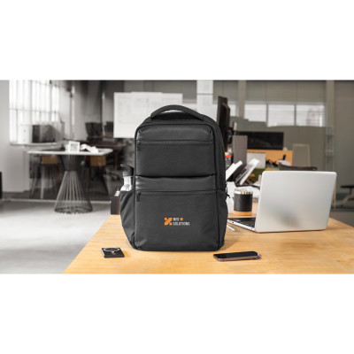 COPENHAGEN. Water-repellent recycled twill backpack with two large front pockets 17'3